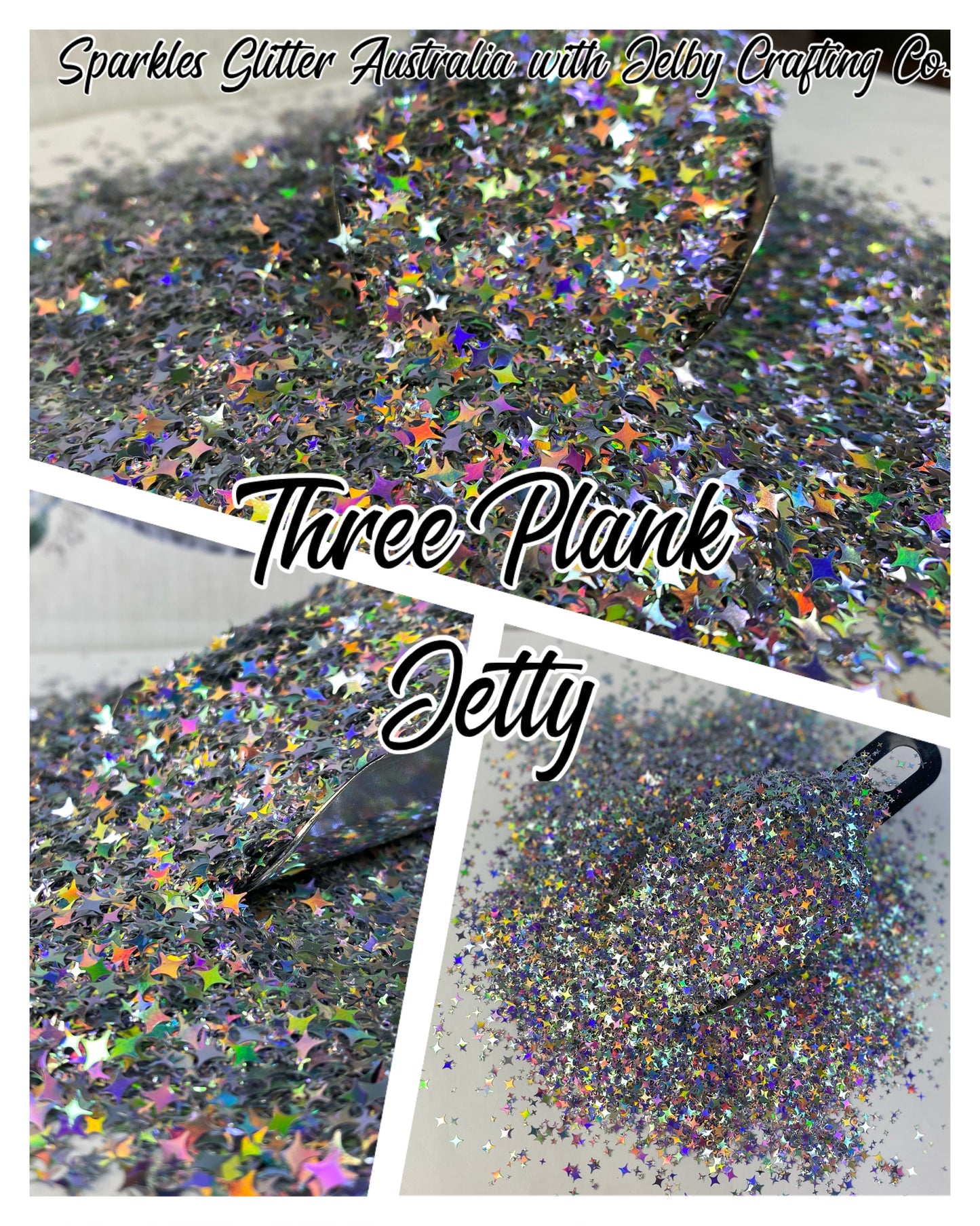 Three Plank Jetty | Silver Holographic 4 Point Star Shape Glitter