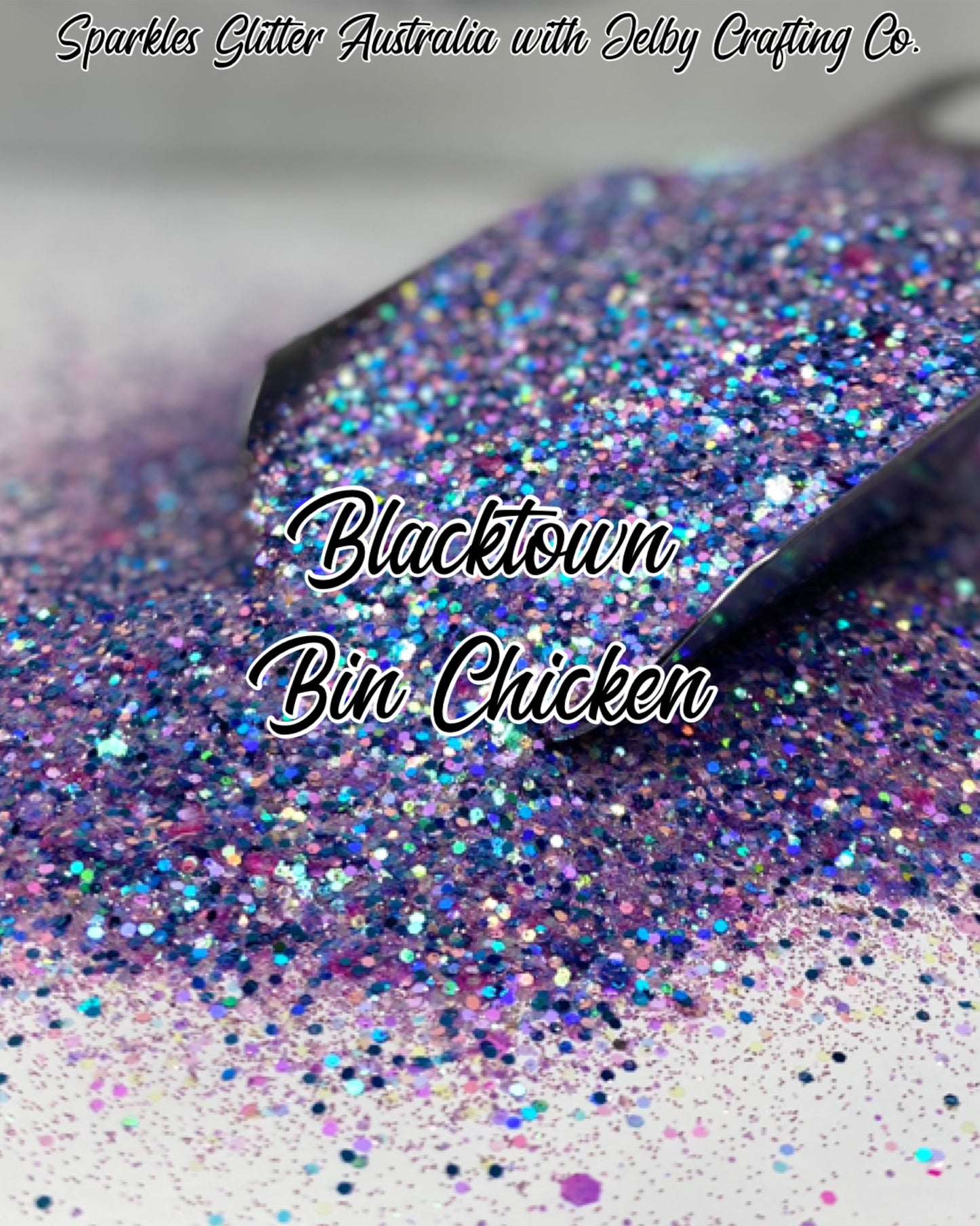 Blacktown Bin Chicken | Custom Mixed Blue Pink Small Chunky Glitter