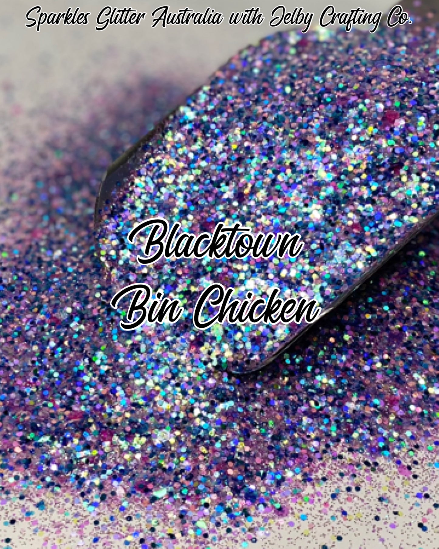 Blacktown Bin Chicken | Custom Mixed Blue Pink Small Chunky Glitter