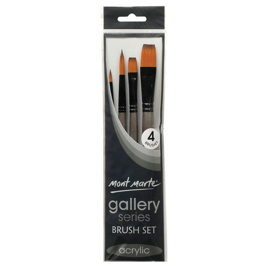Mont Marte Gallery Series Acrylic brush set 4pc (grey)