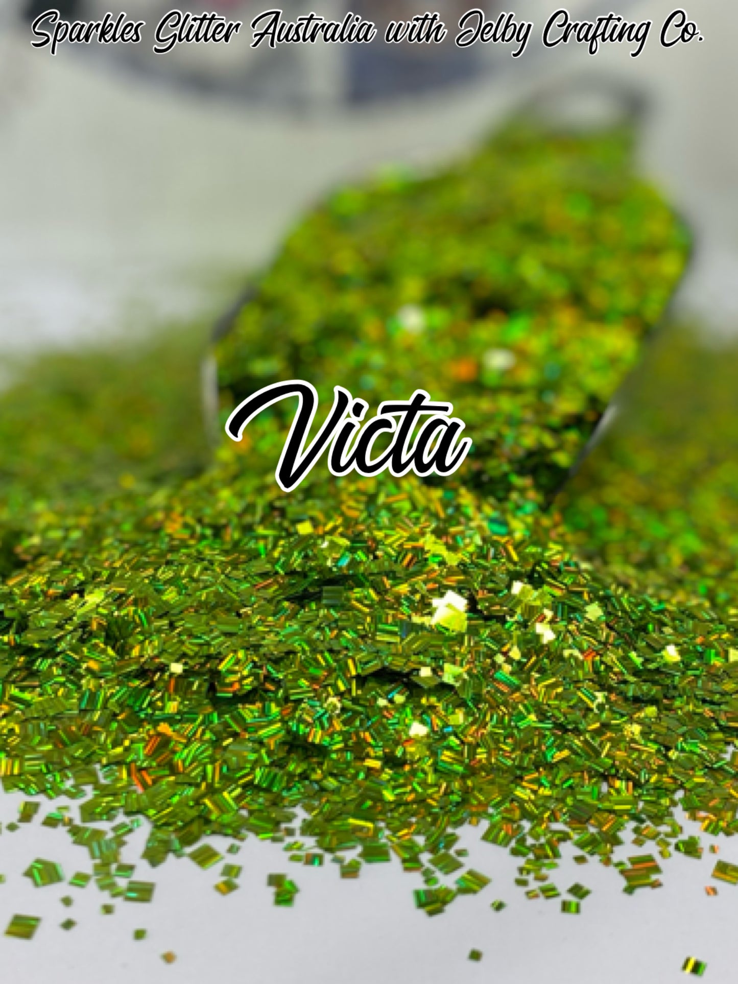 Victa | Green Holographic Square Cut Glitter